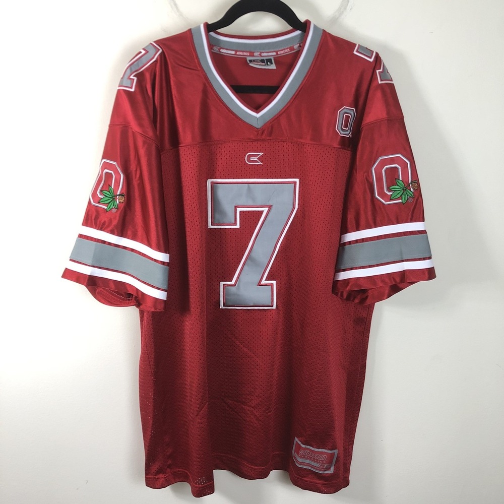 Ohio State Buckeyes Colosseum Athletics #7 Jersey Men's Sz Large Red Silver NCAA